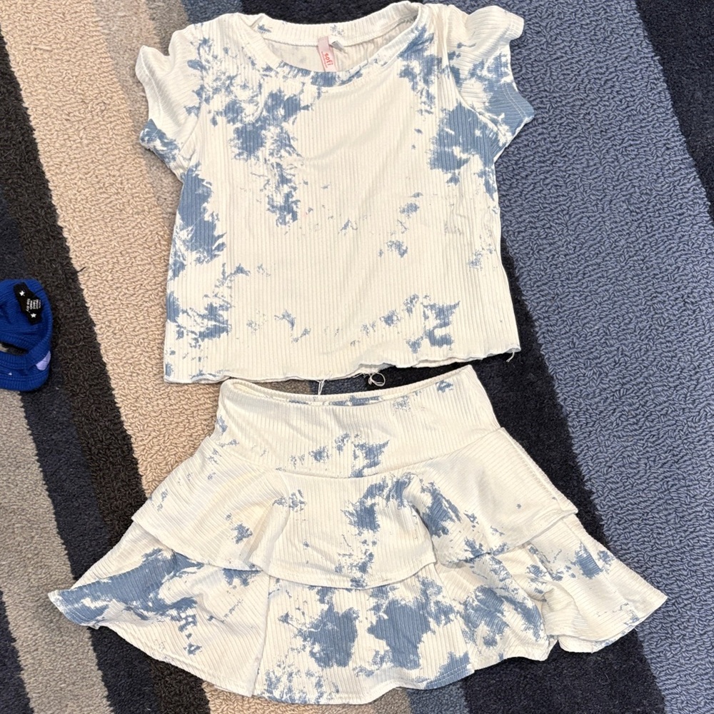 SOFI Blue and White tie dye Kids Matching Set